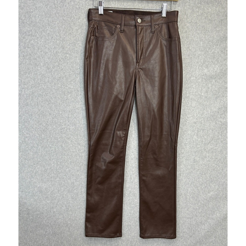 GAP Vintage Slim High Rise Faux Leather Pants Chocolate Brown Autumn Size 27 4R